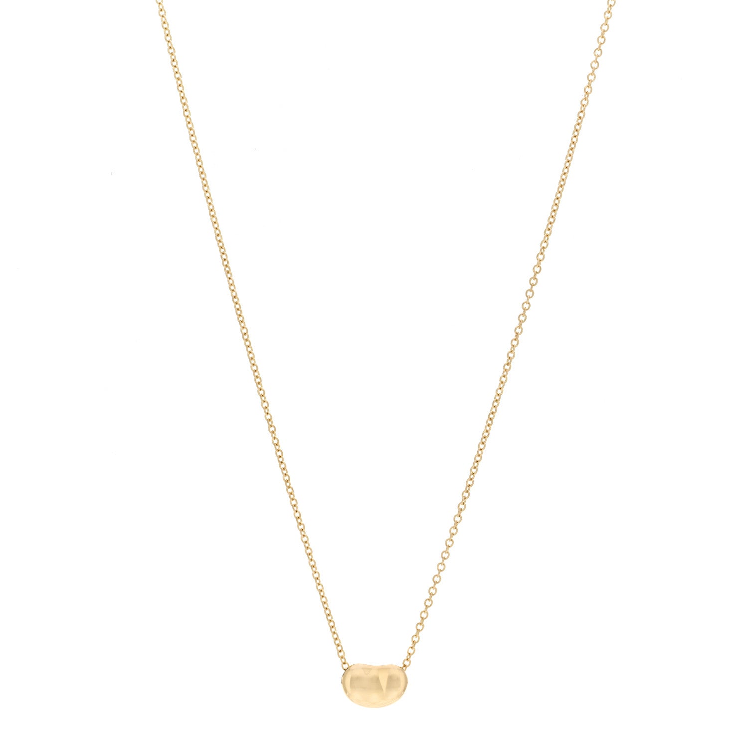 Tiffany 18K Yellow Gold 9mm Elsa Peretti Bean Pendant Necklace 1 of 4