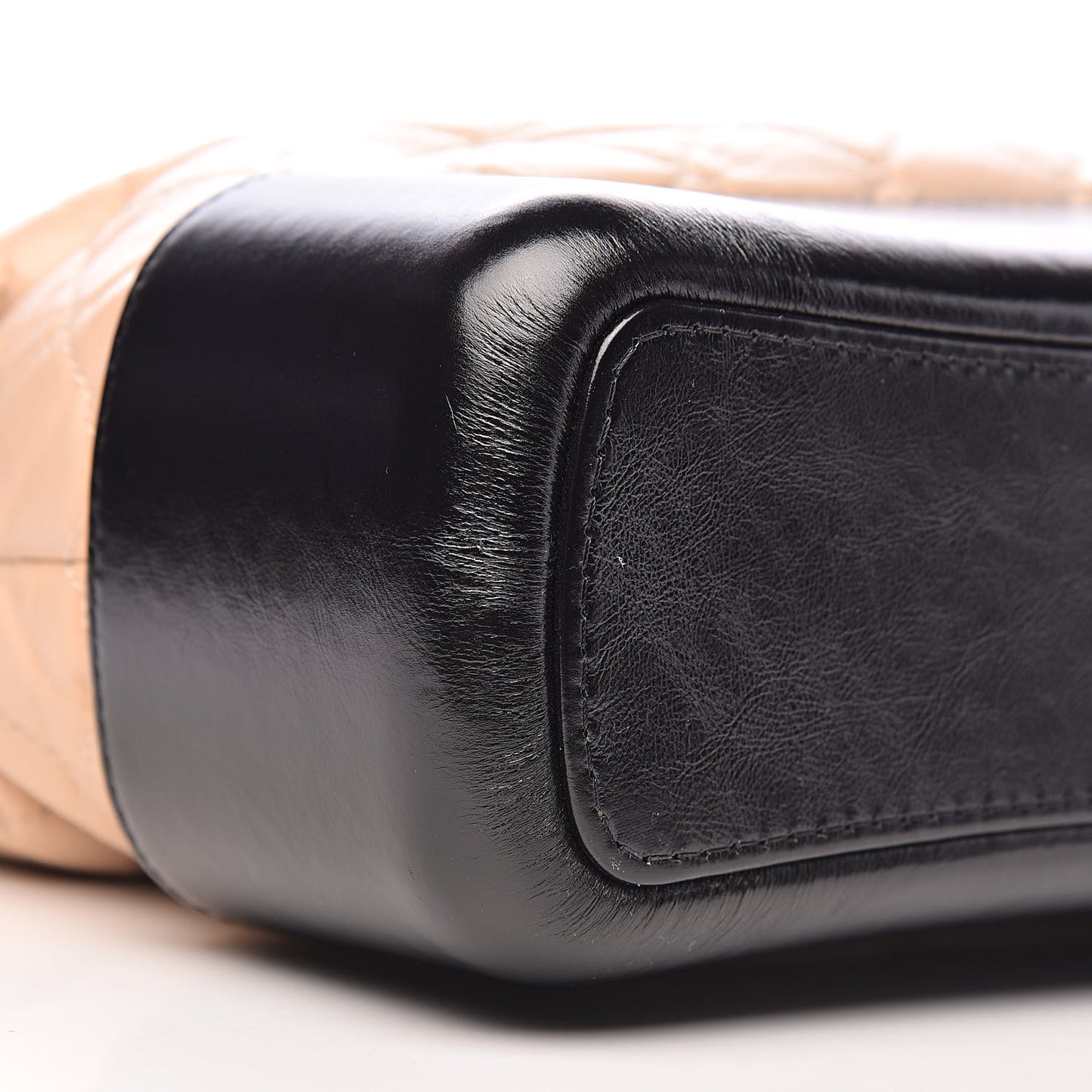 Aged Calfskin Quilted Medium Gabrielle Hobo Beige Black