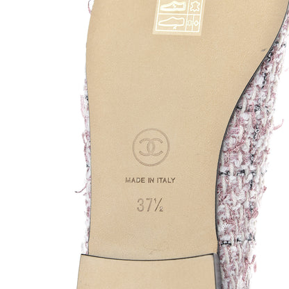 Chanel Tweed Cap Toe Ballerina Flats 37.5 Pink Black 8 of 10