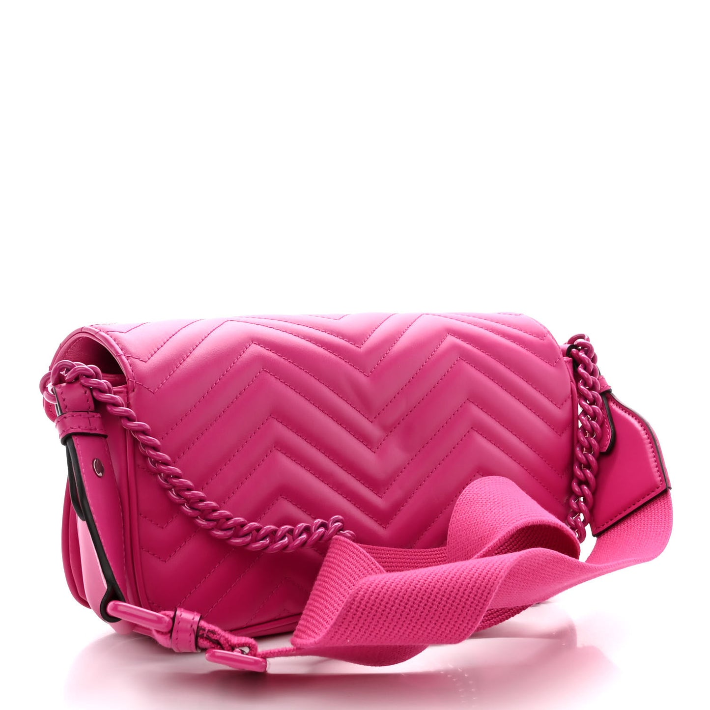 Calfskin Matelasse Monochrome GG Marmont Crossbody Shoulder Bag Classic Fuxia