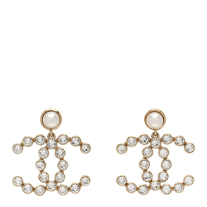 Chanel Crystal Pearl Large CC Drop Earrings Gold 1 of 4