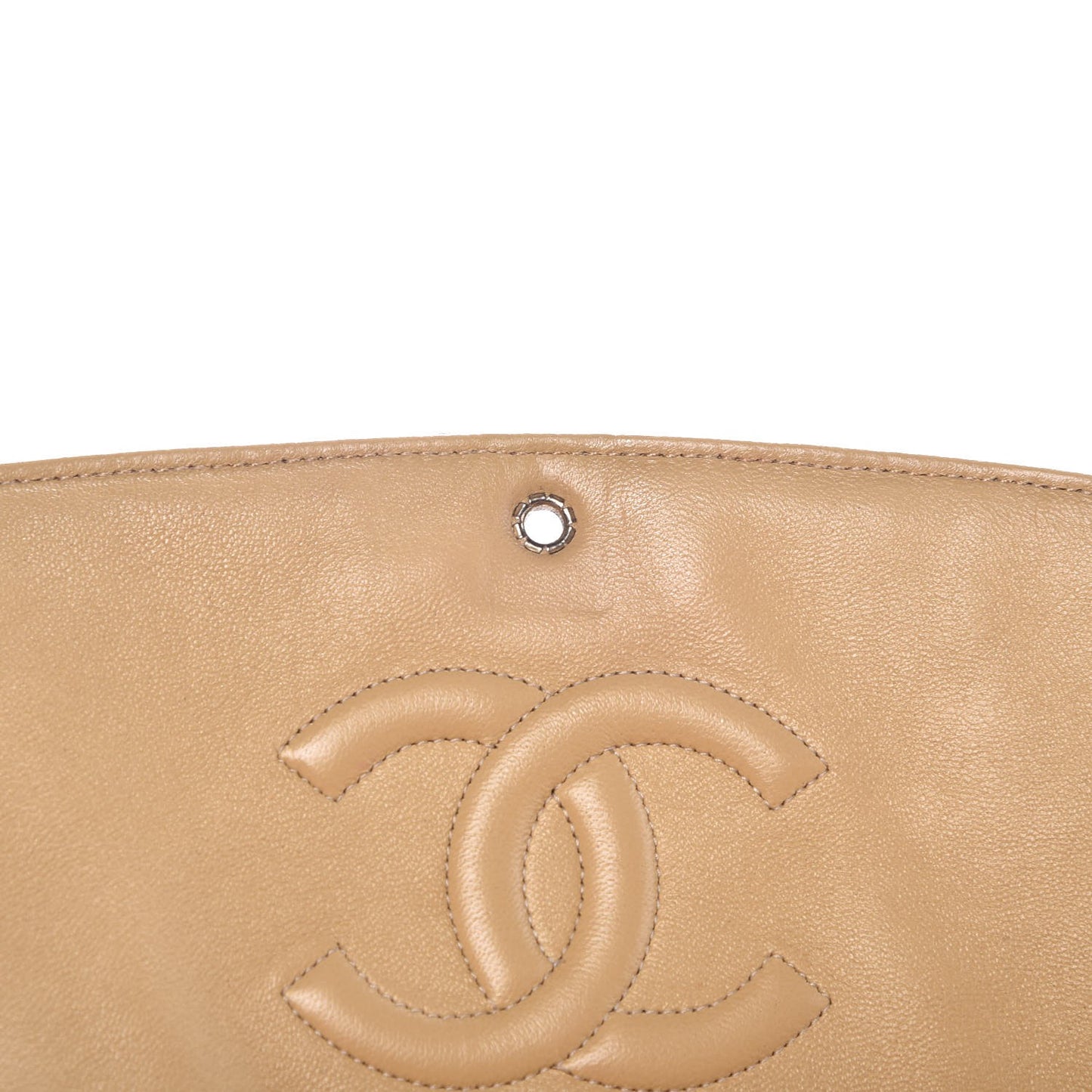 Lambskin Quilted Jumbo Single Flap Beige