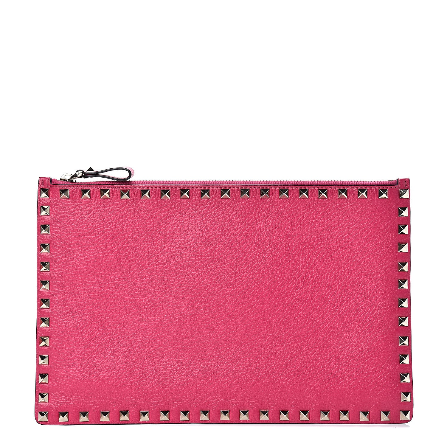 Valentino Garavani Pebbled Calfskin Large Rockstud Zip Pouch Peony 1 of 7