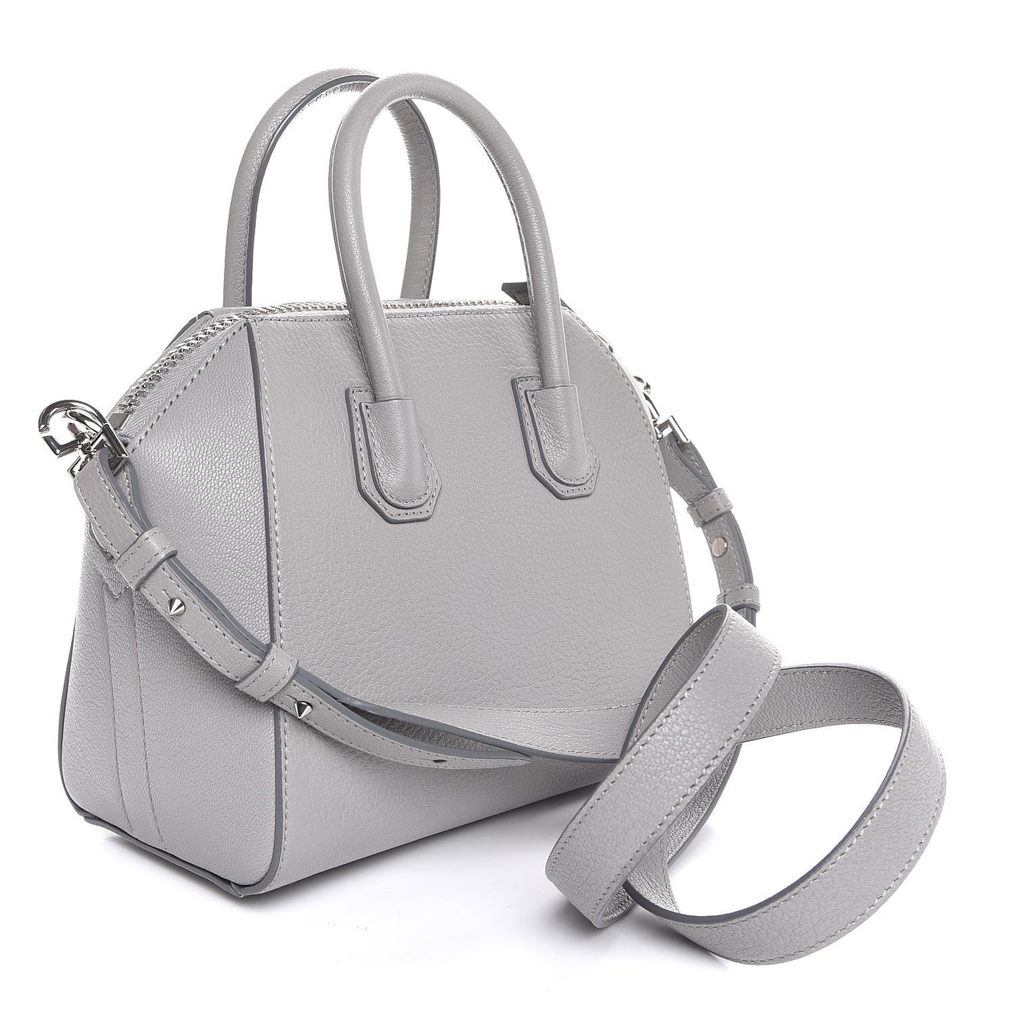Sugar Goatskin Mini Antigona Pearl Grey
