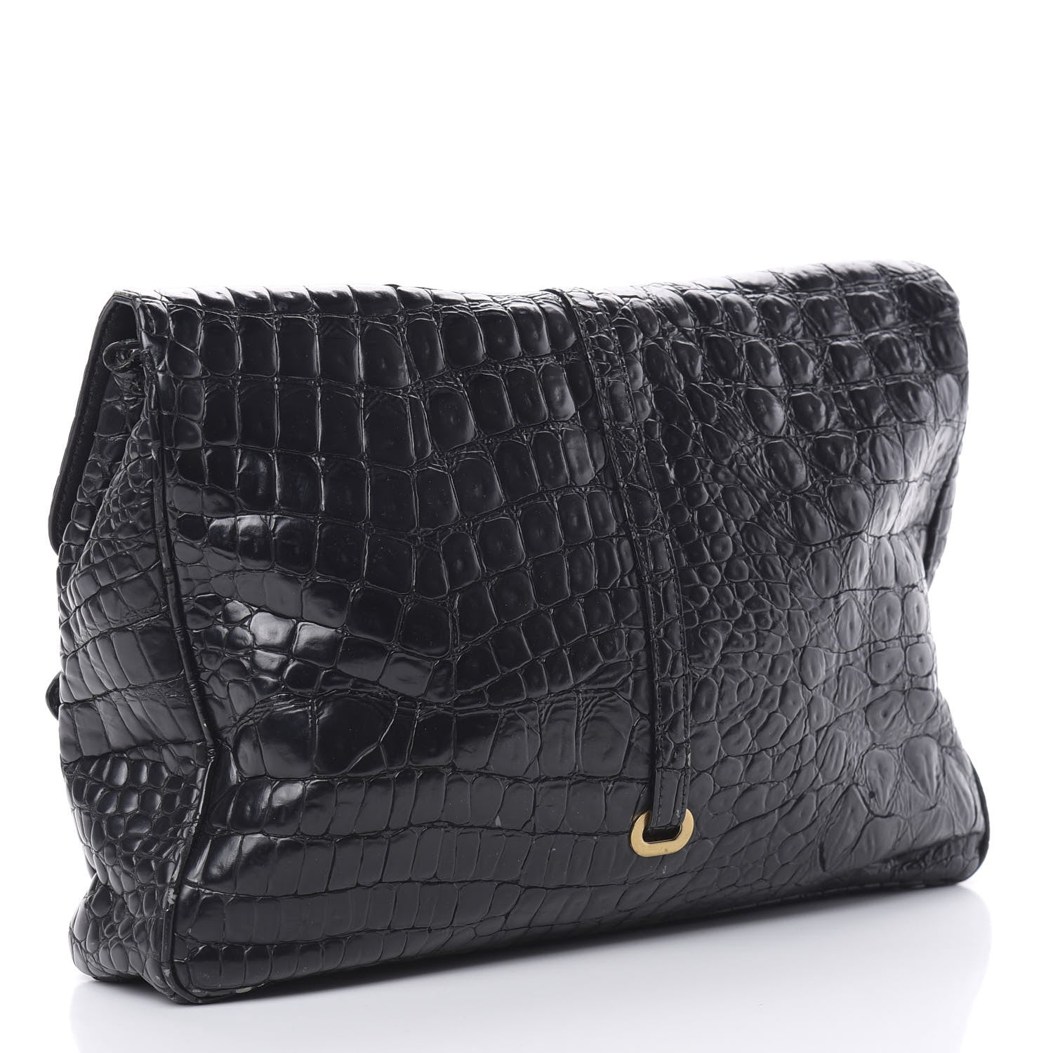 Jimmy Choo Crocodile Embossed Calfskin Messenger Black 3 of 16