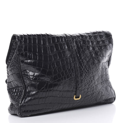 Jimmy Choo Crocodile Embossed Calfskin Messenger Black 3 of 16