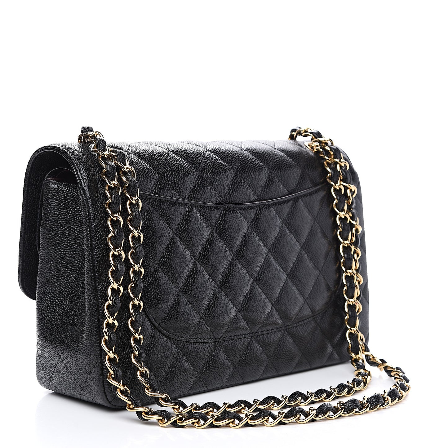 Caviar Quilted Jumbo Double Flap Black