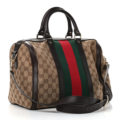 Gucci Monogram Vintage Web Medium Boston Dark Brown 3 of 11