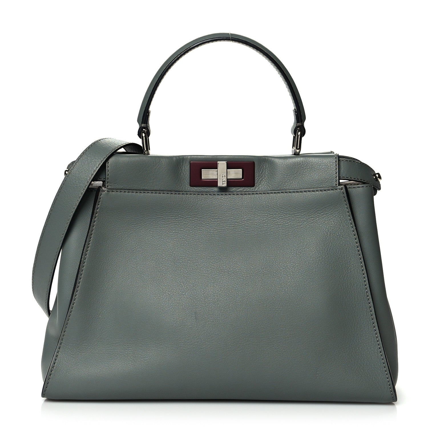 Fendi Vitello Seta Shiny Nappa Medium Peekaboo Iconic Satchel Alga Rosa Doll 1 of 10