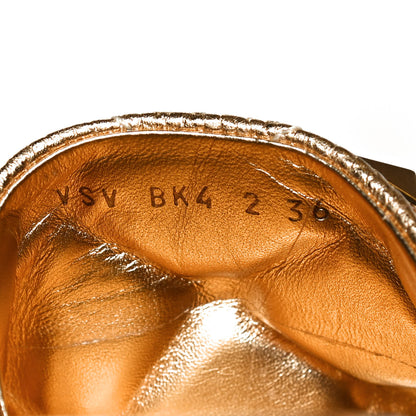 Valentino Garavani Metallic Pebbled Calfskin Roman Stud Flat Slide Sandals 36 Antique Brass 10 of 12