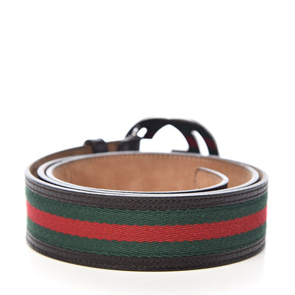 Gucci Calfskin Web Interlocking G Belt 100 40 Dark Brown 3 of 8