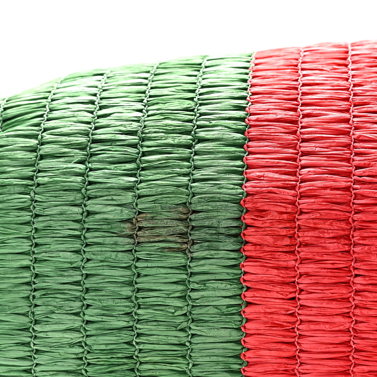 Gucci Raffia Linen Web Cestino Tote Bag Red Green 11 of 11