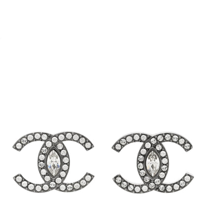 Chanel Ruthenium Crystal CC Earrings Silver 1 of 4