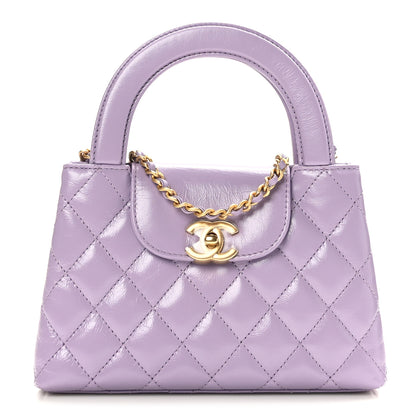 Chanel Shiny Aged Calfskin Quilted Nano Kelly Shopper Lilac 1 of 10