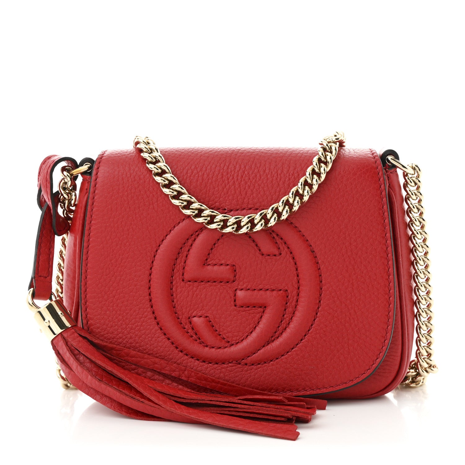 Gucci Pebbled Calfskin Small Soho Flap Crossbody Red 1 of 10