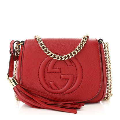 Gucci Pebbled Calfskin Small Soho Flap Crossbody Red 1 of 10