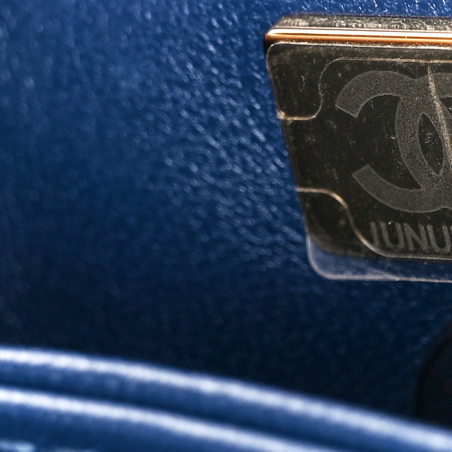 Caviar Quilted Lizard Embossed Mini Coco Handle Flap Navy Blue