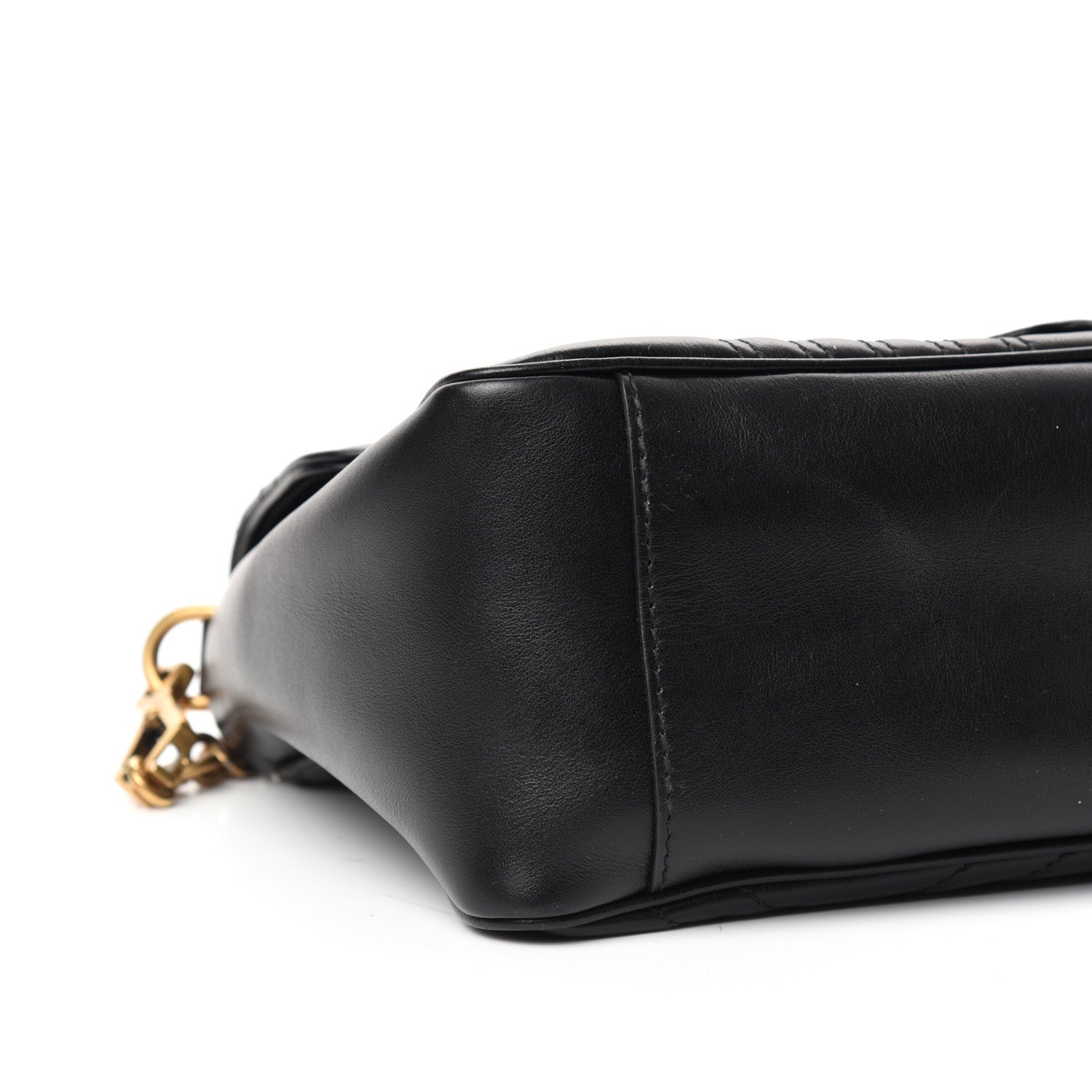 Gucci Calfskin Matelasse Small GG Marmont Top Handle Shoulder Bag Black 8 of 10