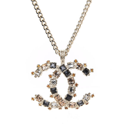 Chanel Crystal Baguette Large CC Pendant Necklace Gold Multicolor 5 of 6