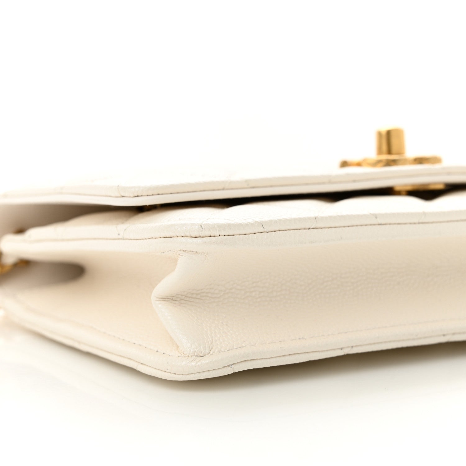 Chanel Pearly Caviar Quilted Fit For You Wallet On Chain WOC White 10 of 12