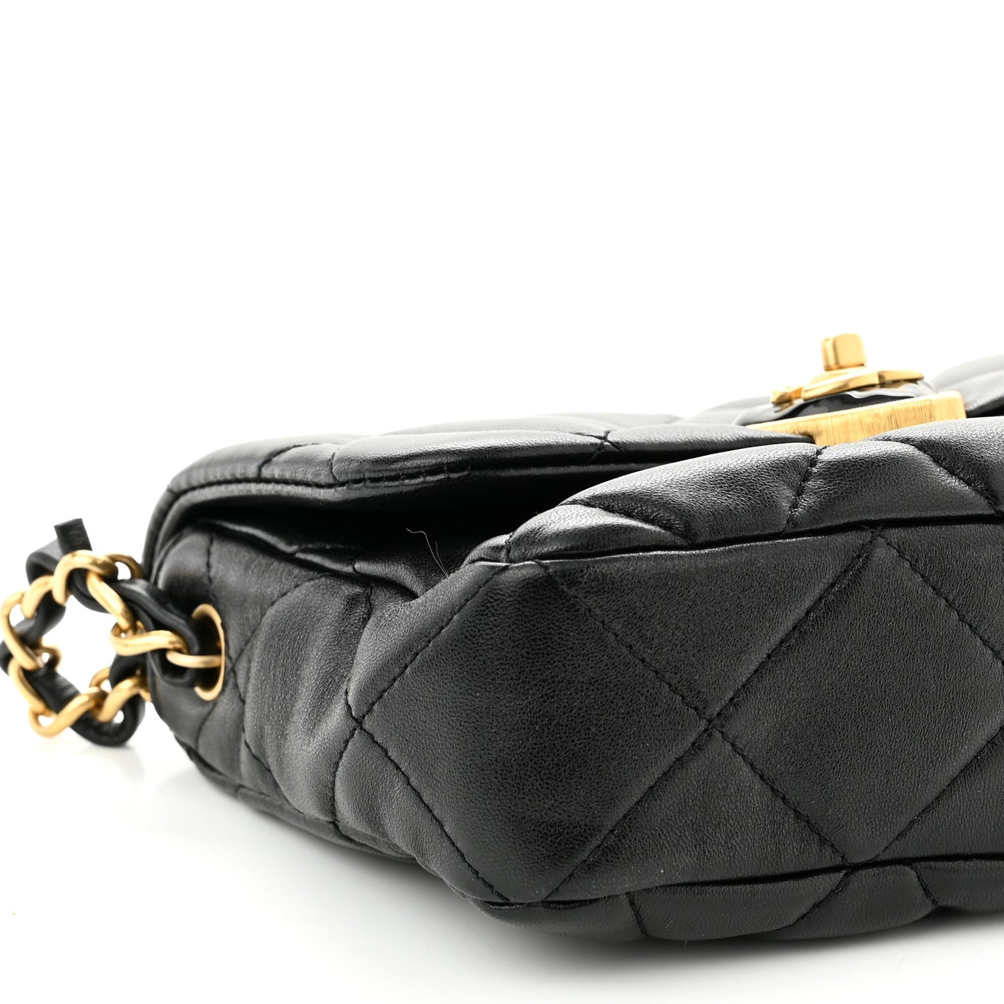 Lambskin Plexiglass Quilted Coco Love Mini Flap Black