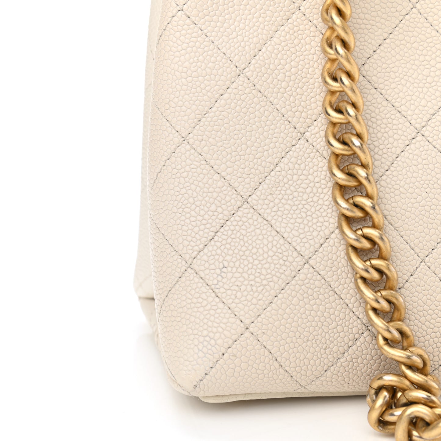 Caviar Diamond Stitched CC Bucket Drawstring Bag White