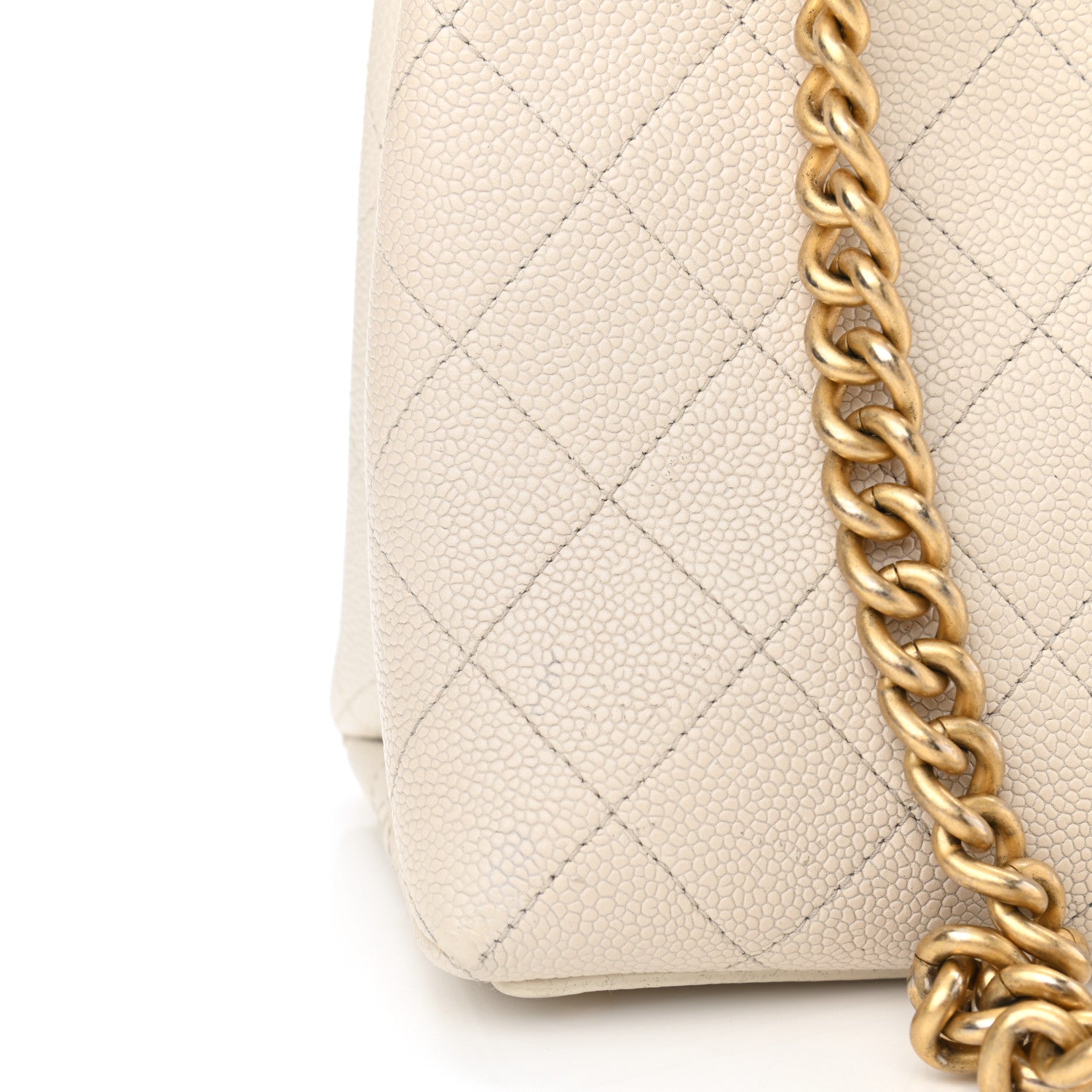 Chanel Caviar Diamond Stitched CC Bucket Drawstring Bag White 12 of 14