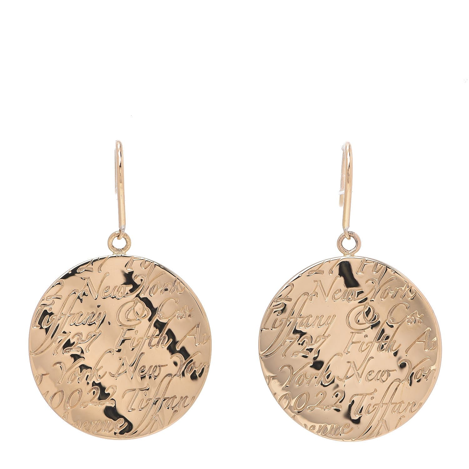 Tiffany 18K Yellow Gold Large Notes Round Drop Earrings 1 of 6