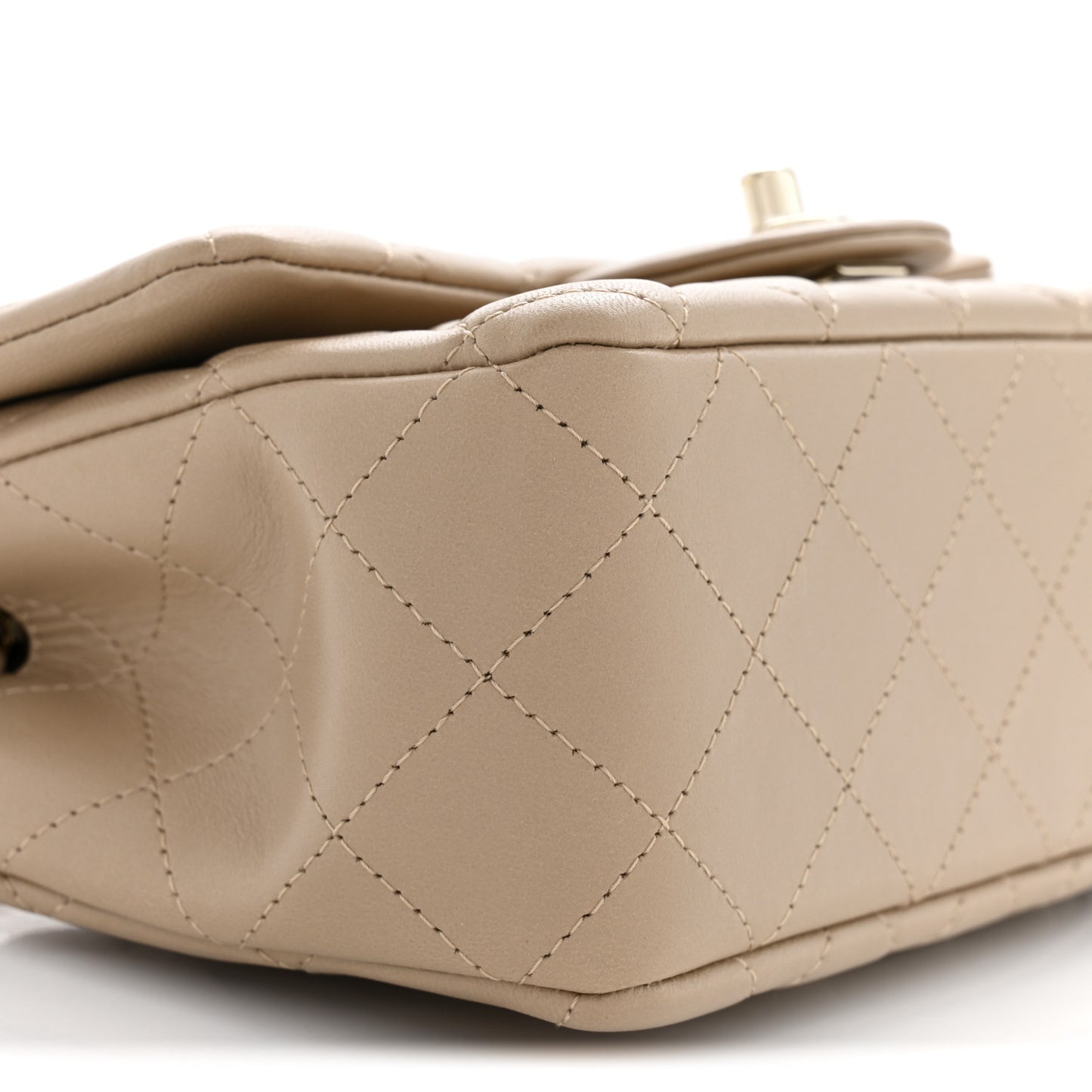 Lambskin Quilted Mini Rectangular Flap Beige