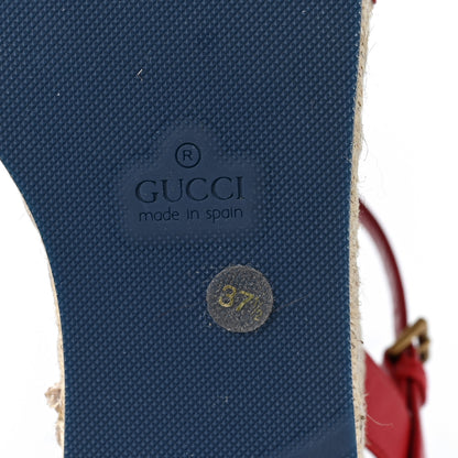 Gucci Cotton Malaga Kid Crochet Pearly GG Lilibeth Espadrille Platform Sandals 37.5 Hibiscus Red 6 of 9