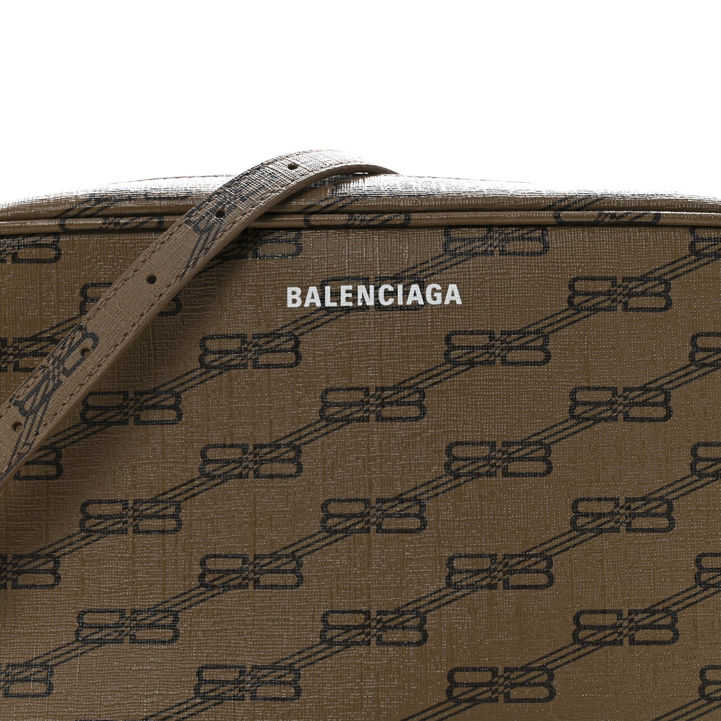 Coated Canvas BB Monogram Medium Signature Camera Bag Beige Brown
