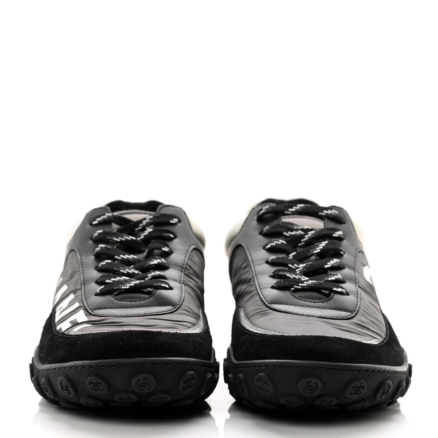 Nylon Calfskin Suede CC Sneakers 40 Grey Black White