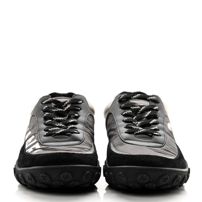 Chanel Nylon Calfskin Suede CC Sneakers 40 Grey Black White 2 of 8