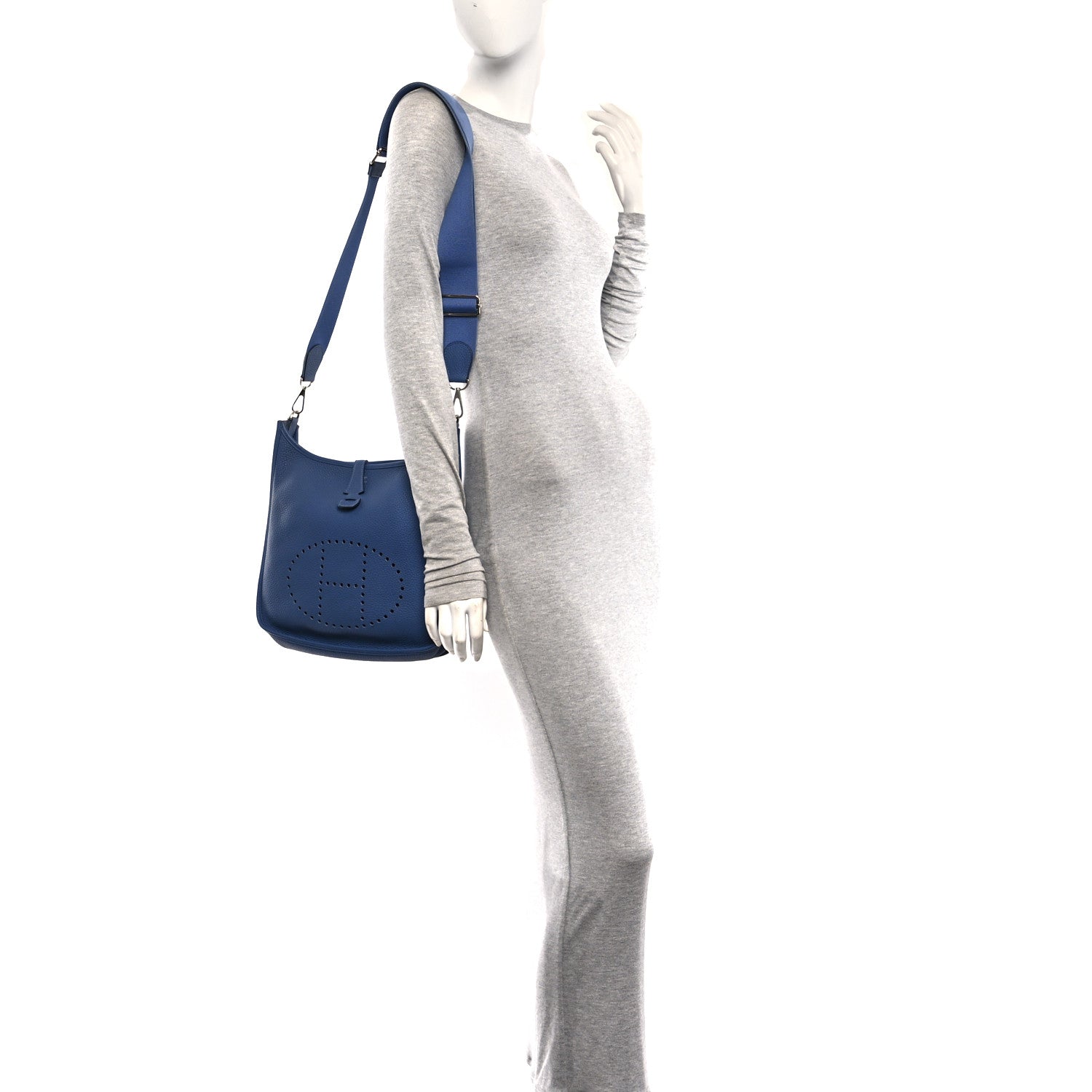 Hermes Taurillon Clemence Evelyne III PM Bleu Agate 2 of 10
