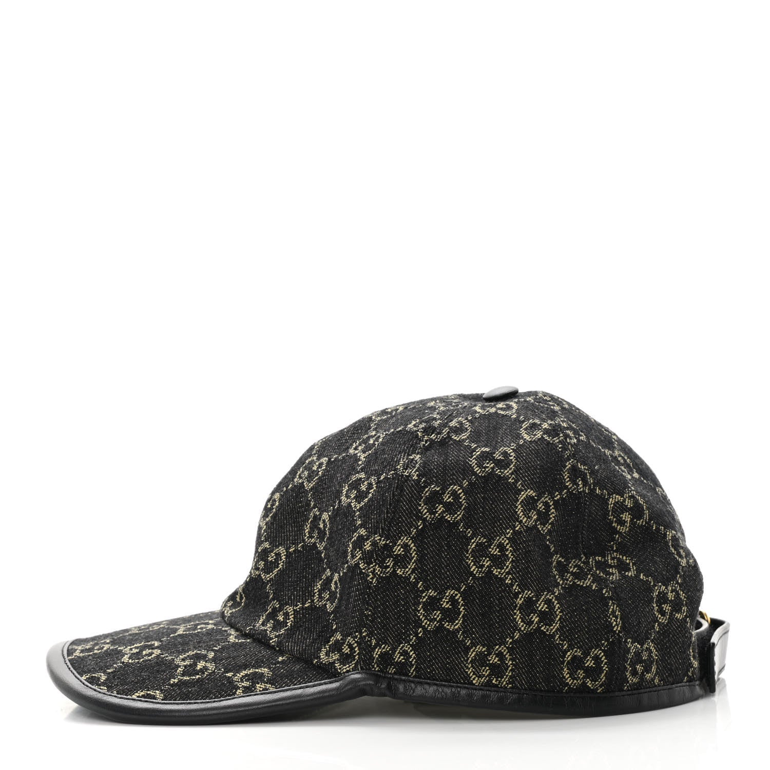 Gucci Denim Calfskin GG Monogram Oscar Baseball Hat M Black Ivory 3 of 8