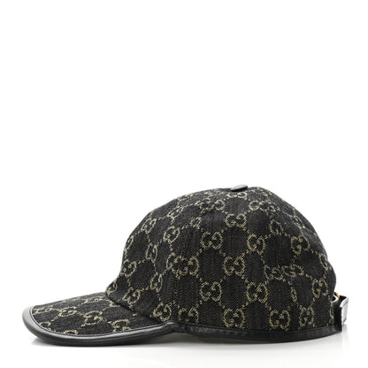Gucci Denim Calfskin GG Monogram Oscar Baseball Hat M Black Ivory 3 of 8