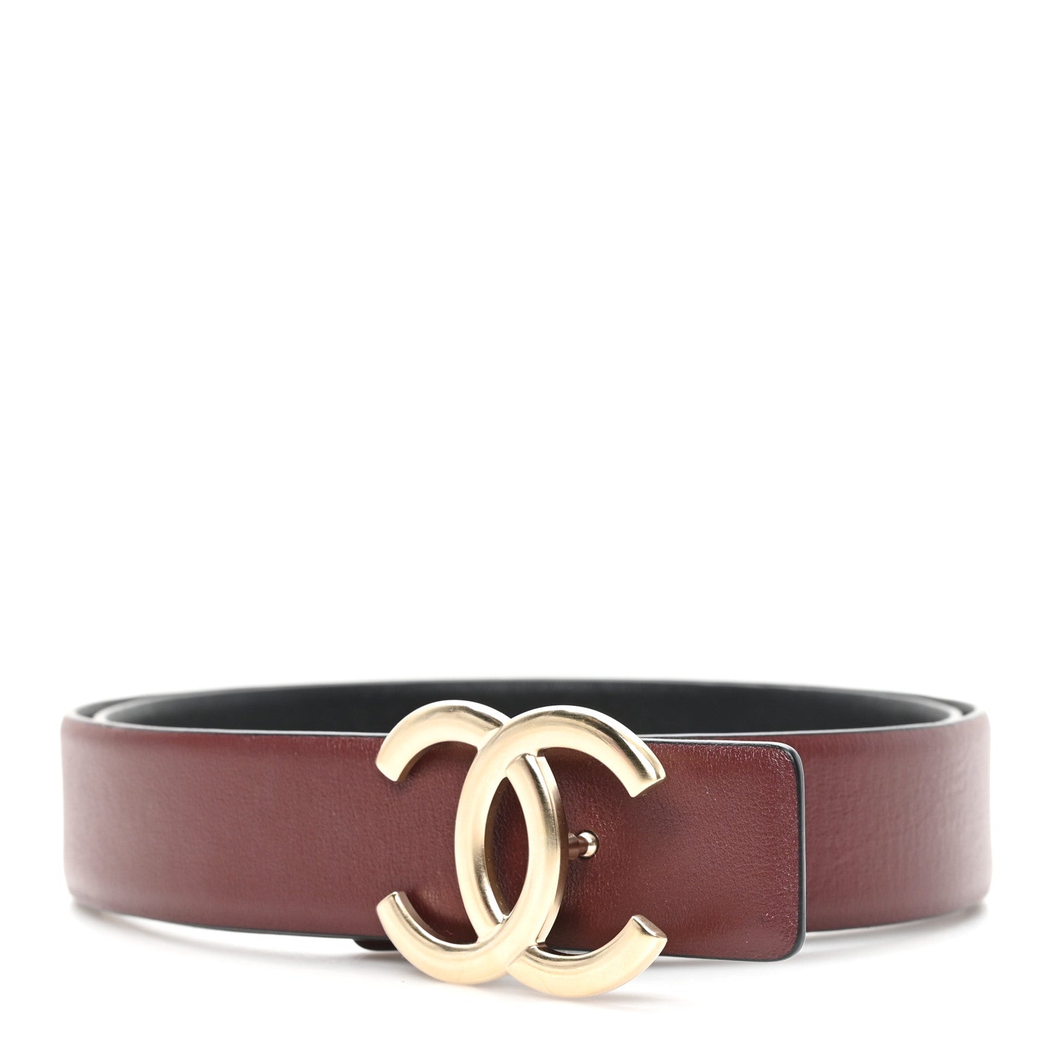 Chanel Calfskin CC Reversible Belt 85 34 Black Burgundy 6 of 6
