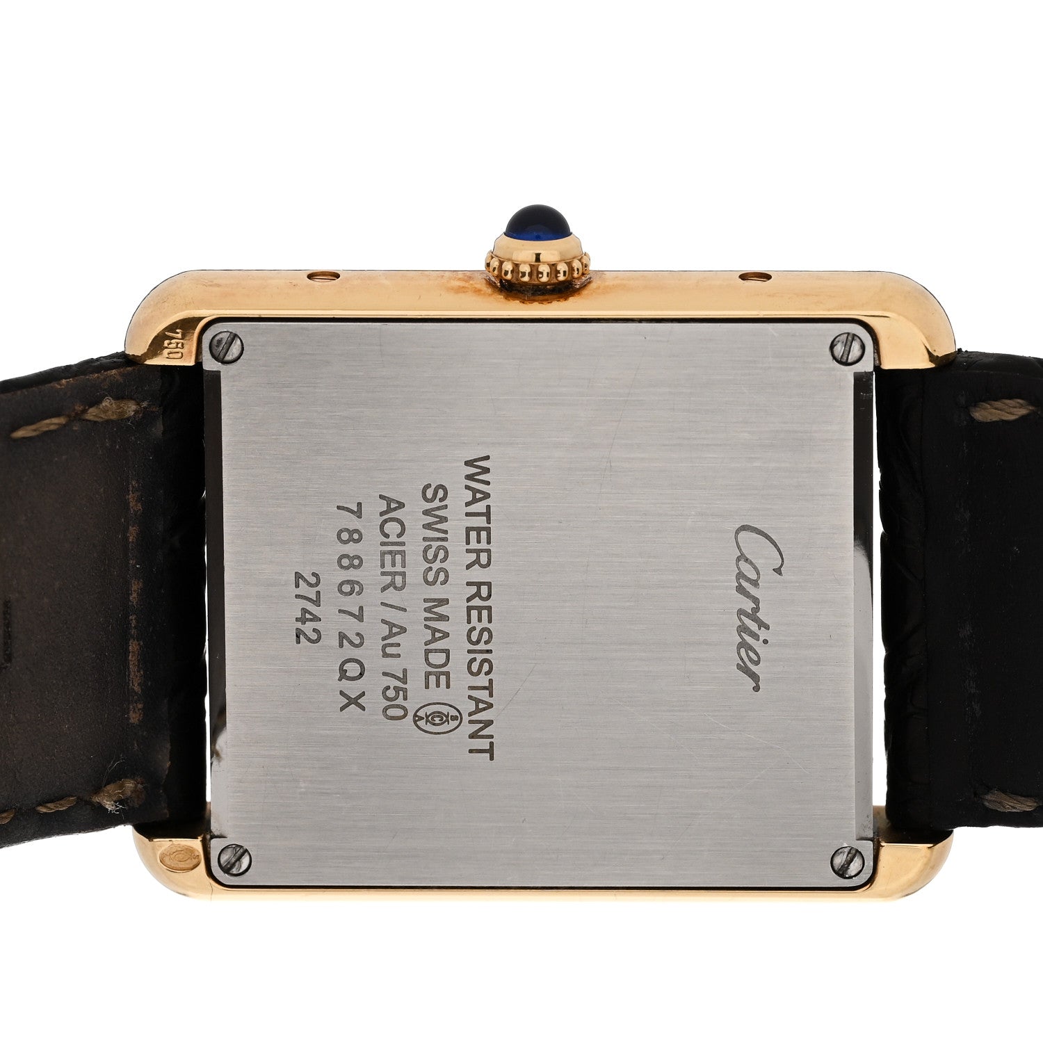 Cartier Stainless Steel 18K Yellow Gold Alligator 27mm Tank Solo Quartz Watch 4 of 7