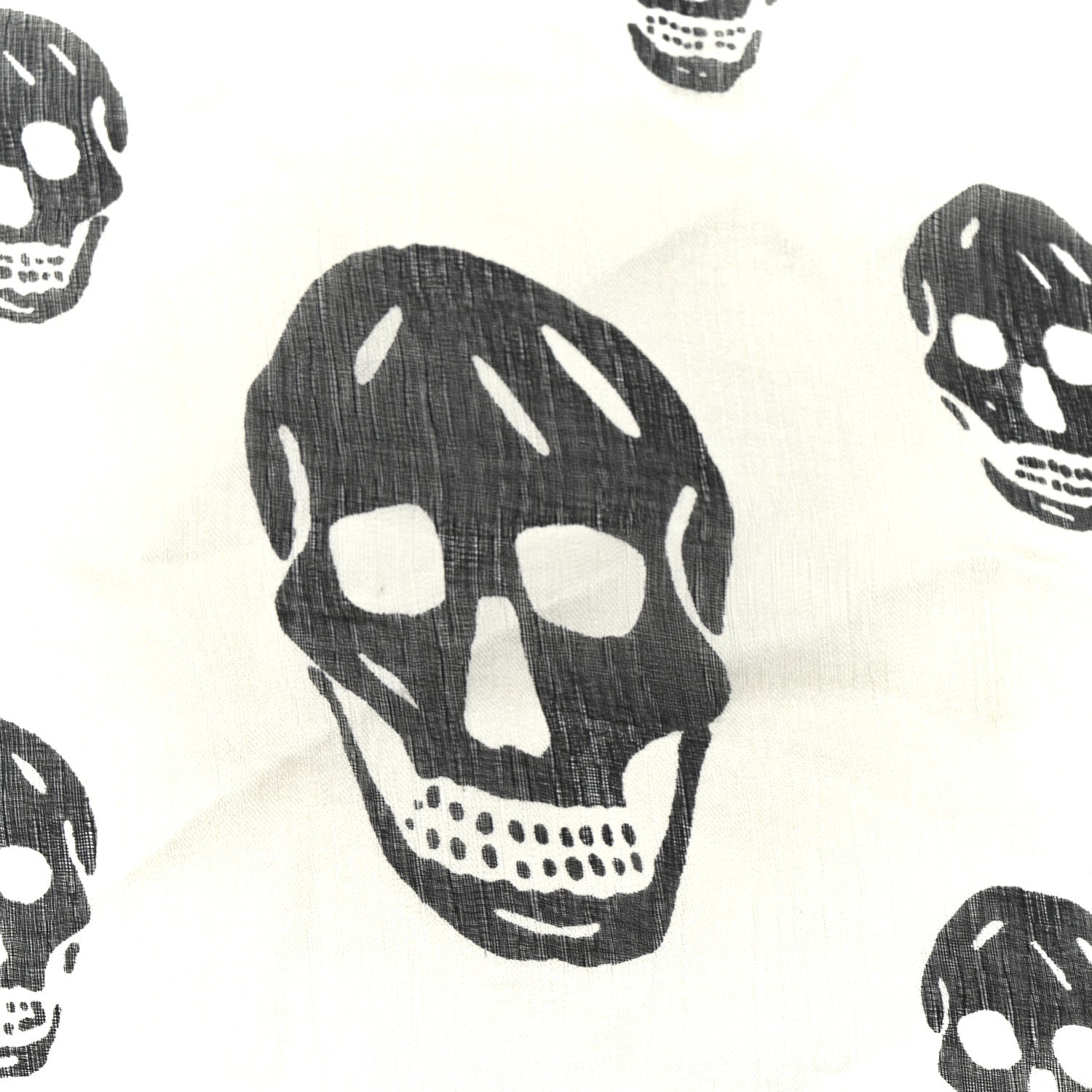 Alexander McQueen Silk Chiffon Skull Scarf Ivory Black 4 of 4