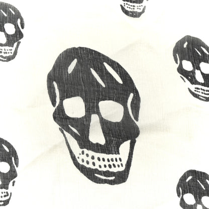 Alexander McQueen Silk Chiffon Skull Scarf Ivory Black 4 of 4