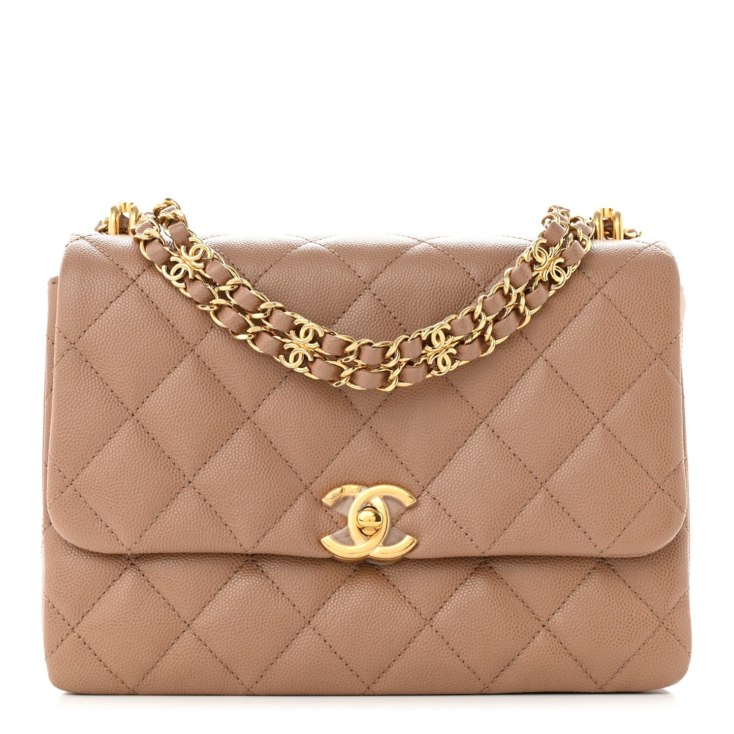 Caviar Quilted Coco First Flap Beige
