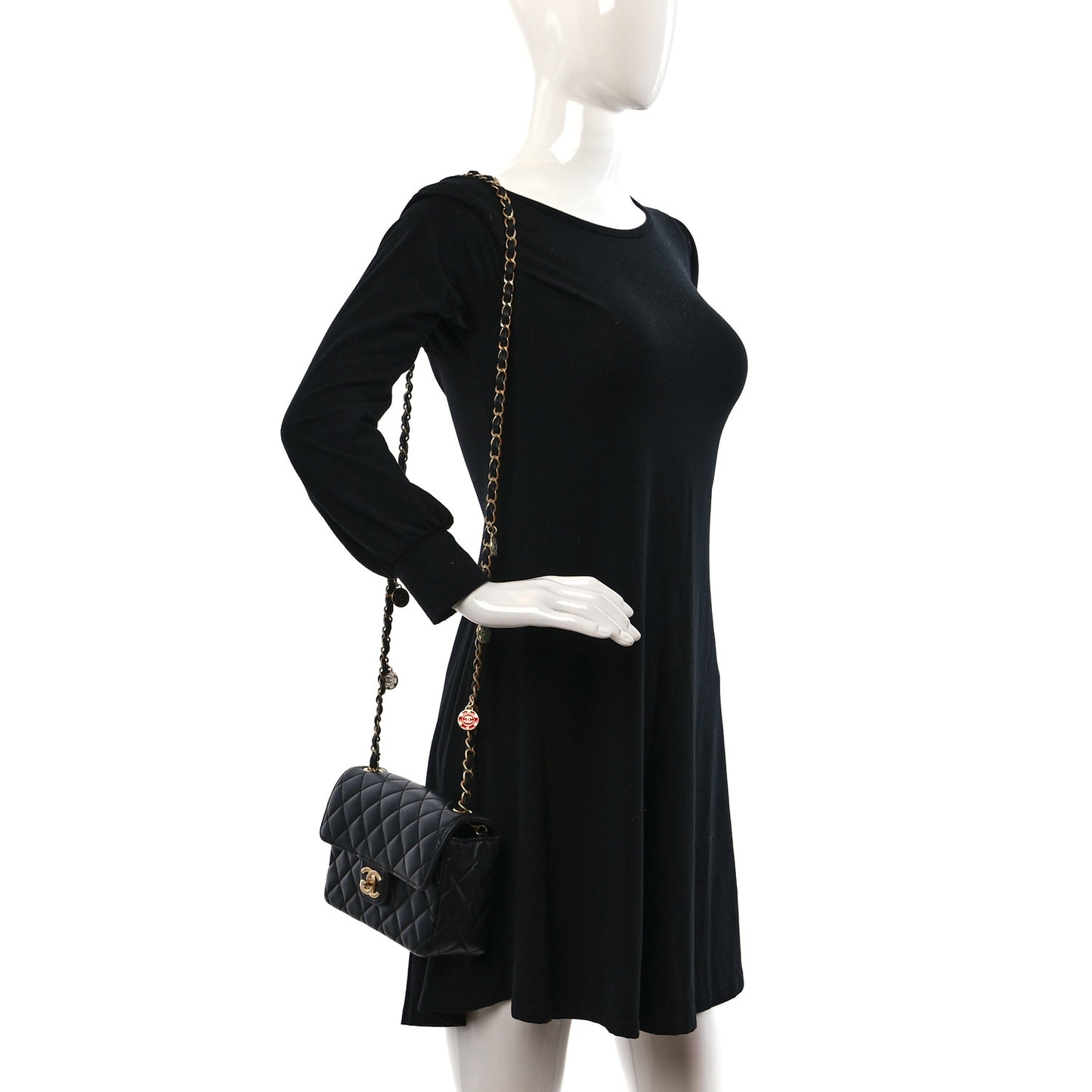 Lambskin Quilted Casino Chips Mini Flap Black