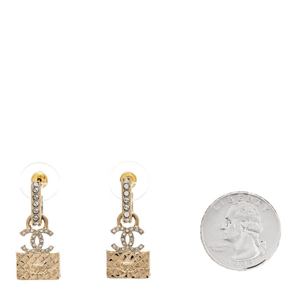 Chanel Crystal CC Quilted Flap Bag Drop Earrings Gold 2 of 5