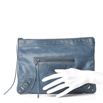 Balenciaga Agneau Classic Hardware Zip Clutch Bleu Jean 2 of 12