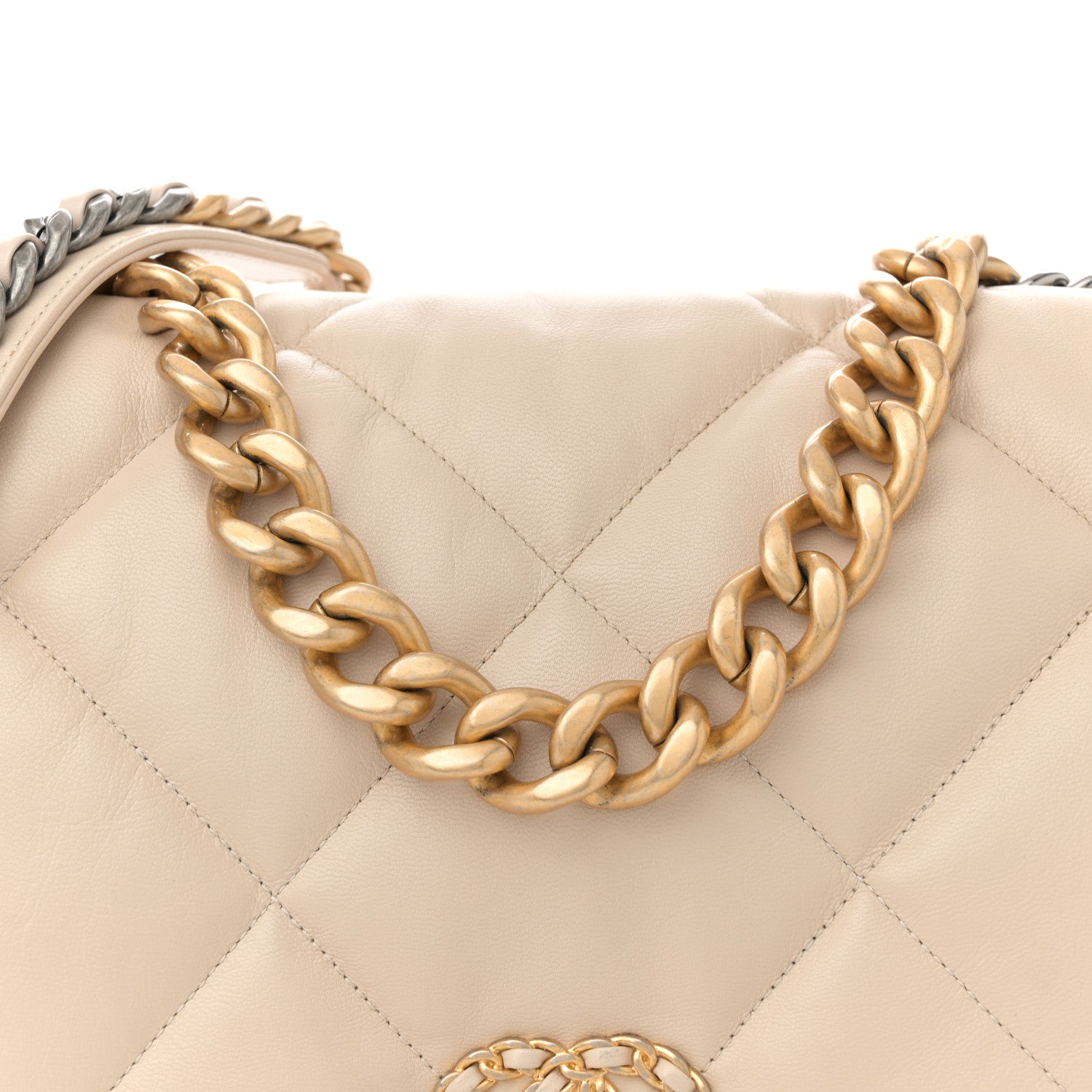 Chanel Goatskin Quilted Maxi Chanel 19 Flap Beige 8 of 14