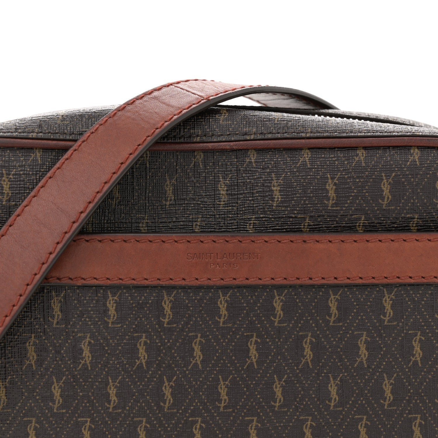 Saint Laurent Canvas Smooth Calfskin Le Monogramme Camera Bag Chestnut 8 of 15