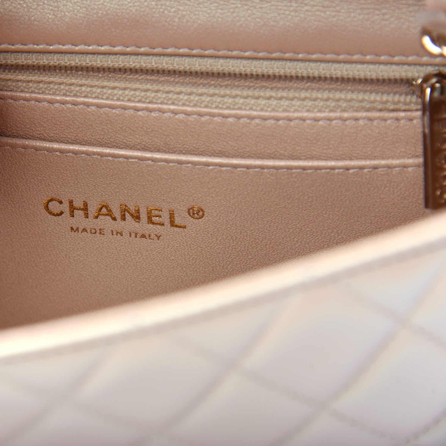 Chanel Iridescent Calfskin Quilted Mini Rectangular Flap Beige 6 of 10