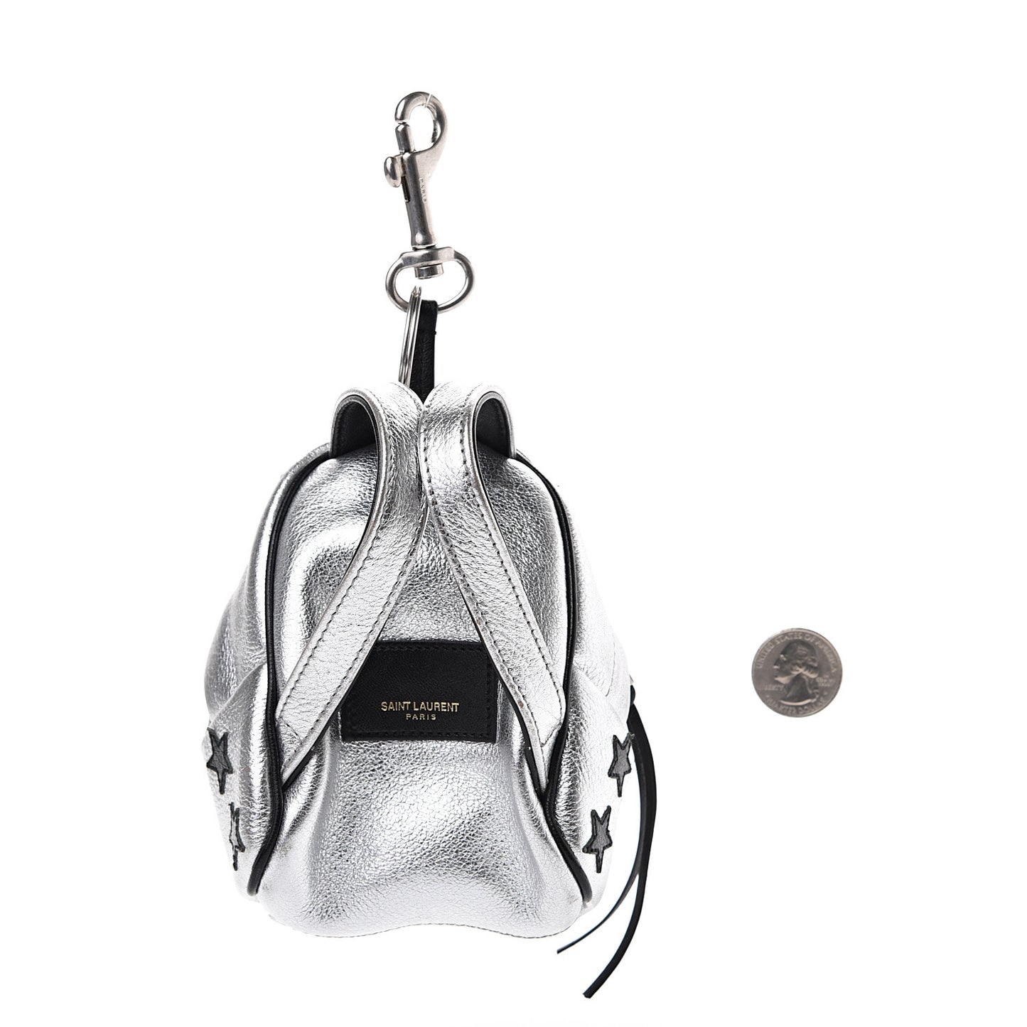 Metallic Calfskin Toy California Backpack Star Keychain Silver