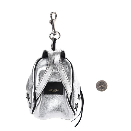 Saint Laurent Metallic Calfskin Toy California Backpack Star Keychain Silver 2 of 5