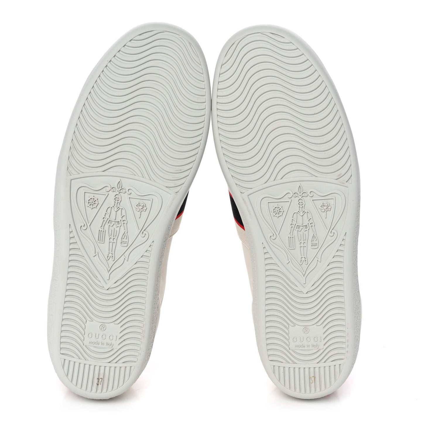 Calfskin Stripe Womens New Ace Sneakers 37 New Mystic White Ecru Red Flame